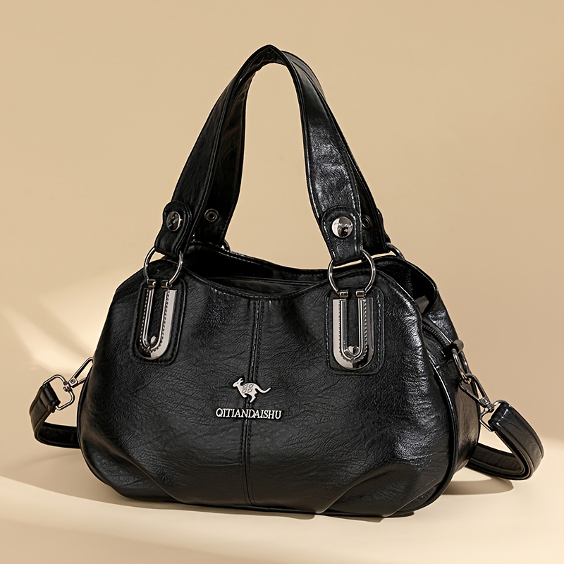 Image of New Style Women's Handbag For Middle-aged Moms, Fashionable And Versatile Soft Single Shoulder Body Bag, Trendy Large Capacity Bag