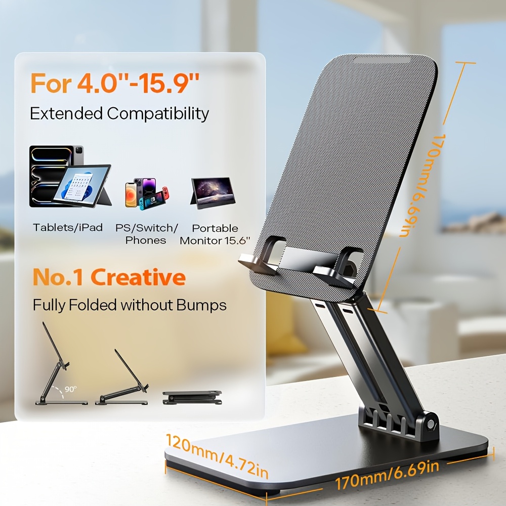Heavy-duty Adjustable Folding Design - Heavy-duty Iron Construction, For Ipad, Phone, Tablet, Laptop, Ergonomic , Sturdy Build, Office Workers