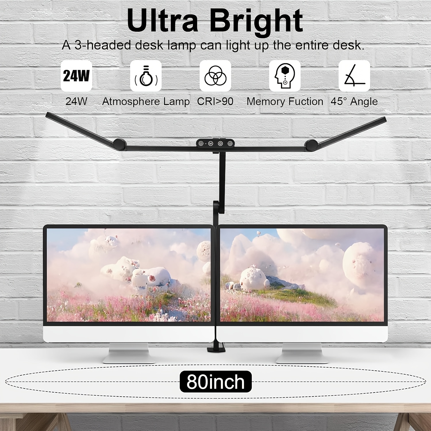 Large Desk Lamp With Clamp, 3000k-6000k, 24w Led Table Light Dimming Eye- Office Desk Lamp For Home Office