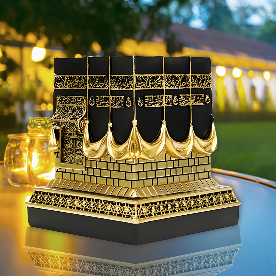 Two Golden And Silver Kaaba Outdoor Muslim Courtyard Decorations, High-Quality Resin Ornaments, Islamic Holiday Gifts, Middle Eastern National Day New Year Gifts