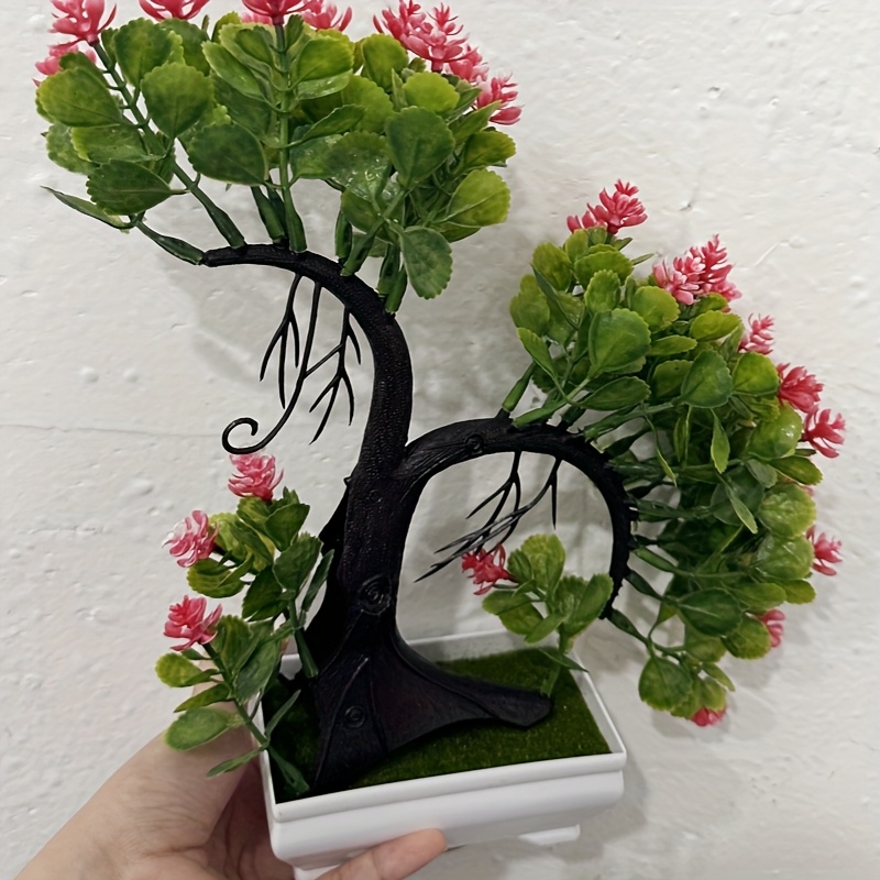 2pcs Set of Artificial Potted Plants, Rustic Green Foliage, Plastic Flower Pots for Home and Office Desktop Decoration, Home Decor, Holiday Decoration, Photo Props, Scene Arrangement, Party Decoration