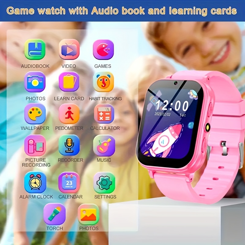 Reloj inteligente para niños y niñas. – Reloj inteligente para niños con  llamada, 7 juegos, música, cámara, llamada de emergencia SOS, reloj