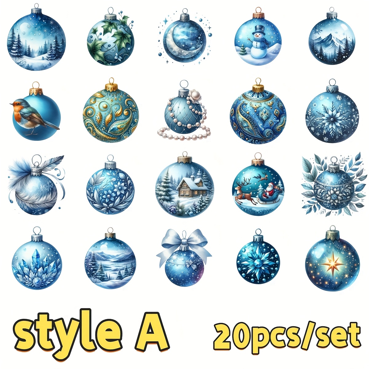 2d Flat 20pcs/set Christmas Ball Pattern Sticker Series Stickers