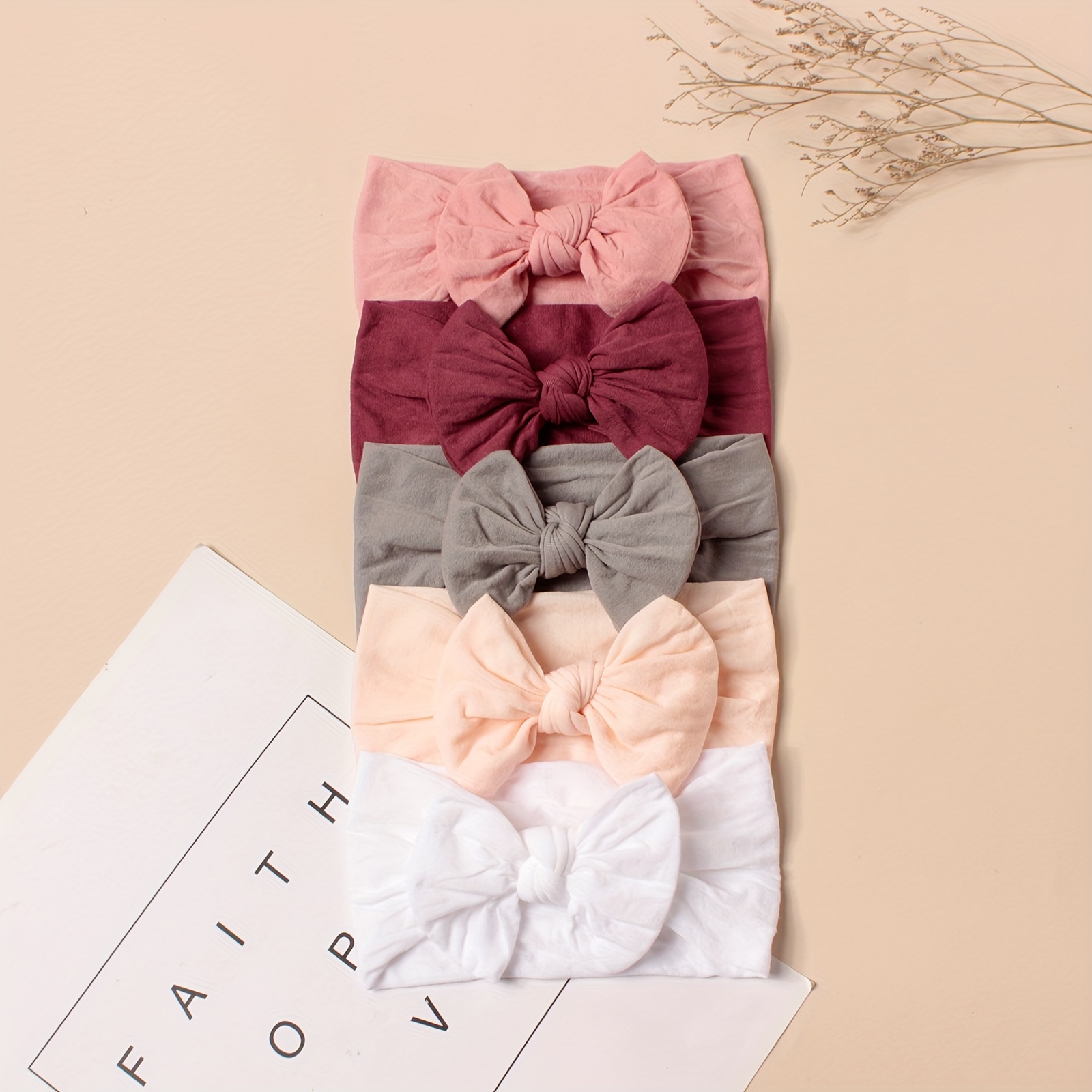 5pcs Soft Breathable Bow Tie Nylon Headband For Girls Cute Comfortable Additions For Children High Elasticity Durable Nylon Headband