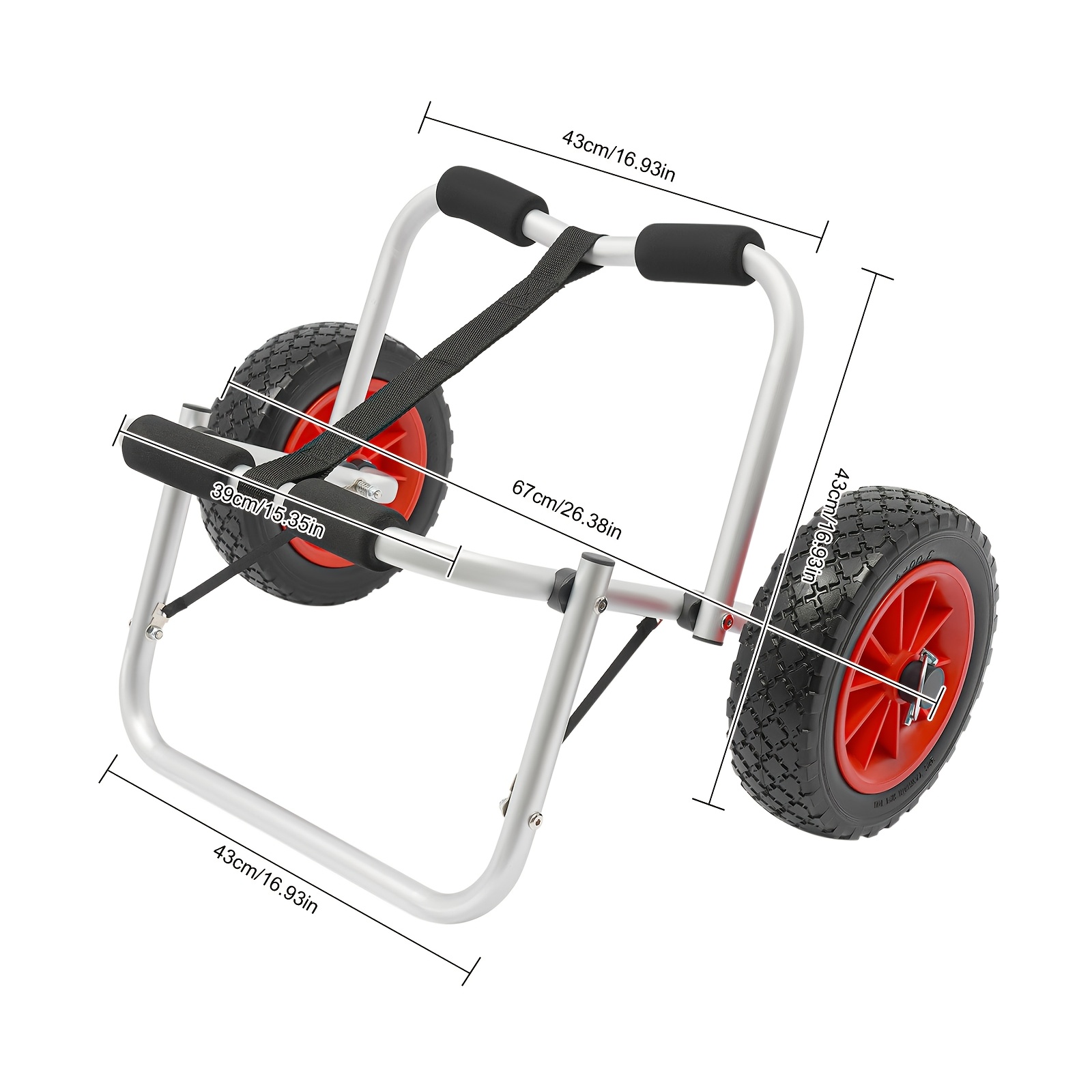 Image of Insyoforeverec, 1pc Silver& Trolley Cart, Boat Dolly Cart Transport Carrier, Trolley For Carrying Boats, Boat Carrier With , 176. 37 Lbs Load Capacity