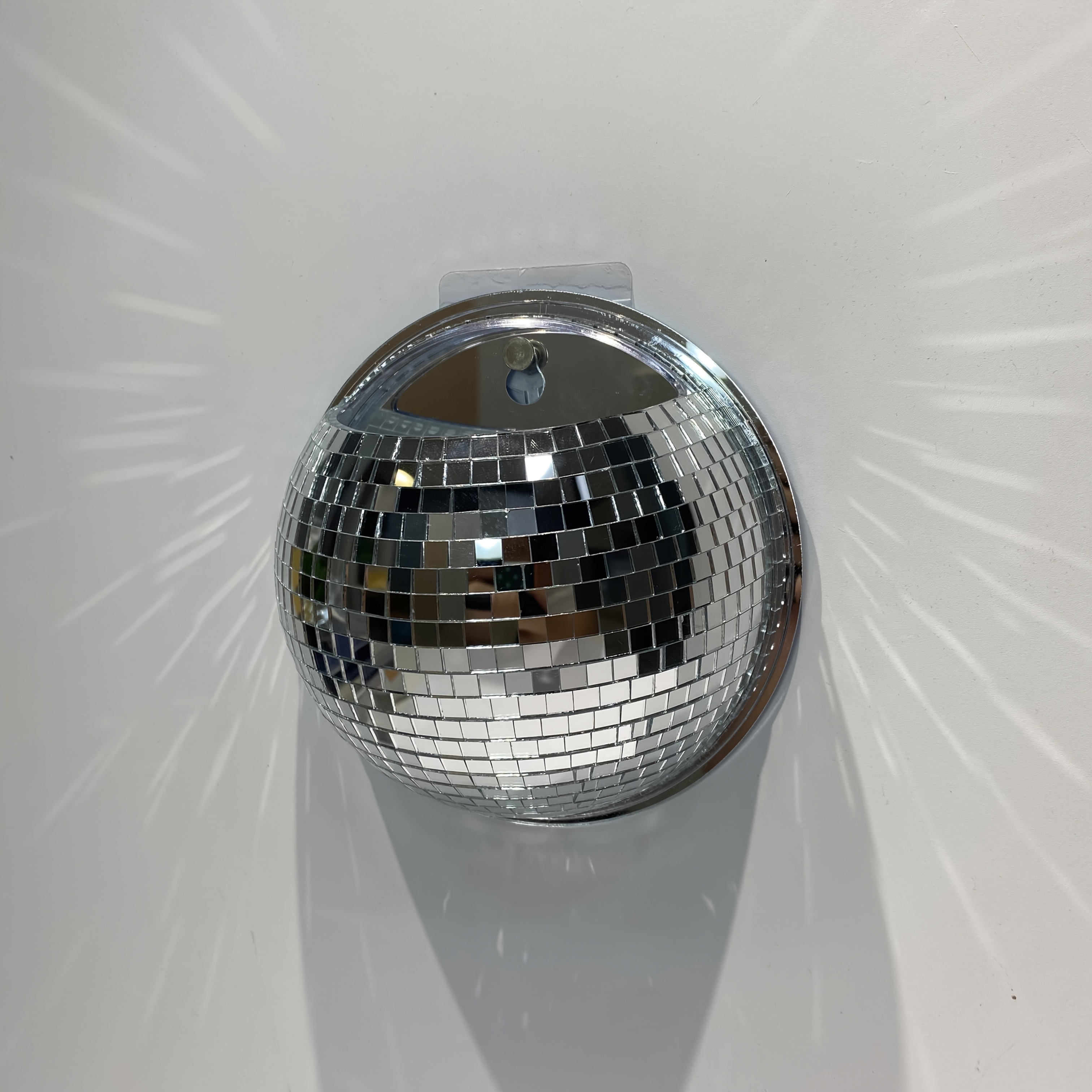TEMU 1pc Disco Mosaic Glass Ball Wall-mounted Flower Shelf, Acrylic Glass Ball Light-gathering Ornamental Decorative Shelf, Gorgeous Sparkling Sun