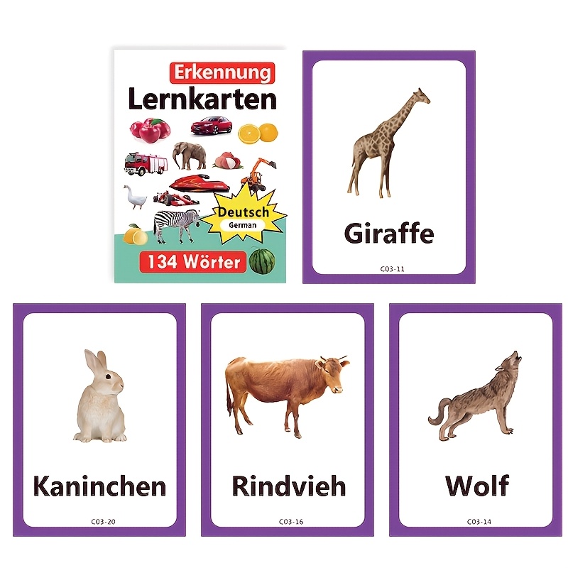 Image of 50/ "67" Flash Cards Vocabulary Recognition Cards Learn Colors, Shapes, Fruits, Vegetables, Animals And Vehicles Early German Learning Cards For Kids, Preschool Education