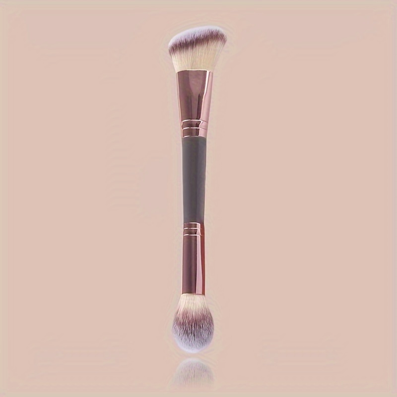 

1pc Dual-ended Makeup Brush - Nylon For & Blush Application, Fragrance-free, Suitable For Types, , Blush