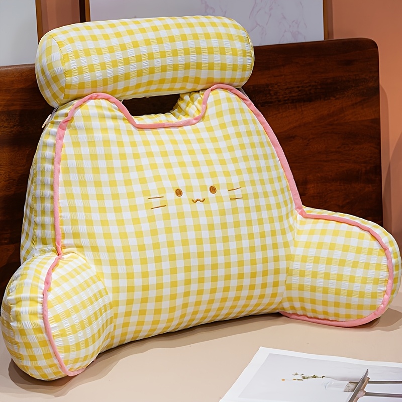 TEMU 2026 New Checkered Cushion Headrest Bed Lumbar Support Reading Cushion Study Cushion Sofa Cushion
