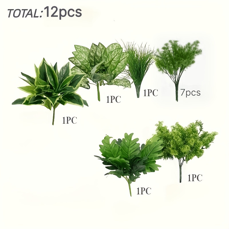 Image of 12pcs Synthetic Flowers For Home Decor, Suitable For Outdoor Use. Anti-uv, Lifelike Fake Green Plant Stems As . Ideal For Indoor And Outdoor Settings, Perfect For Homes And