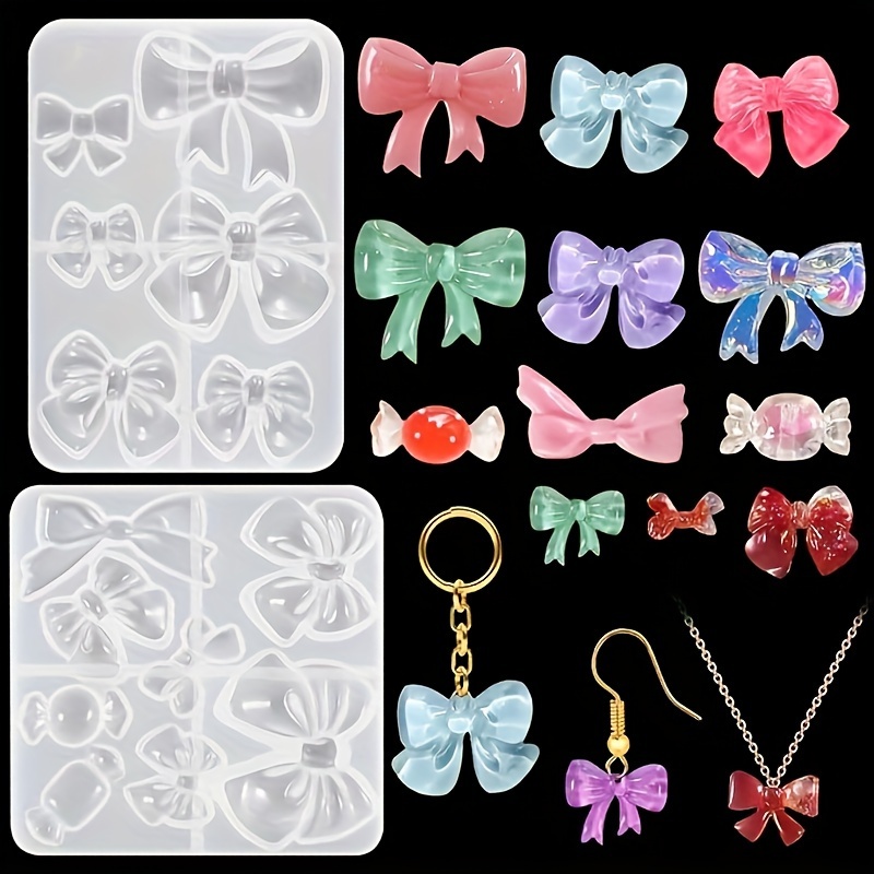 

Silicone Resin Casting Molds Kit With Rectangular Bow Shapes For Hair Clips, Earrings, And Jewelry Pendant Crafting - Diy Bowtie Butterfly Hair Accessories Mold Set