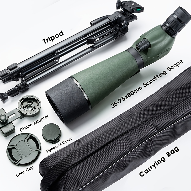 TEMU 25-75x80 Scope For Shooting With Upgraded Tripod Carrying Bag And Phone Adapter Scope For Bird Watching, Wildlife Viewing Gifts For Dad