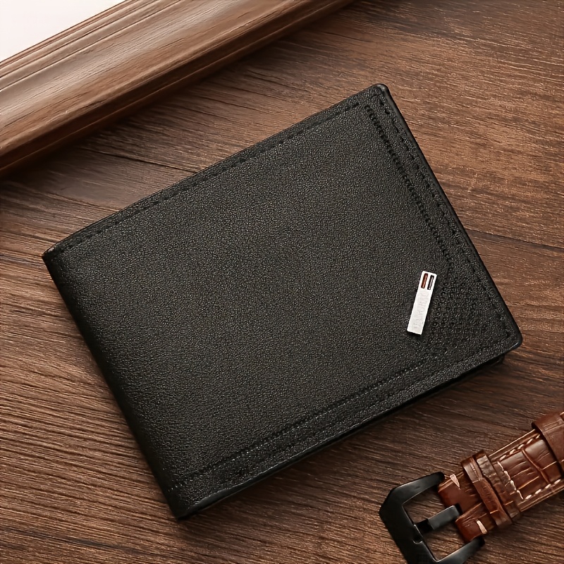 TEMU Portefeuille court minimaliste uni pour homme, porte-billets à pince texturé grande capacité pour affaires et décontracté, porte-cartes pratique