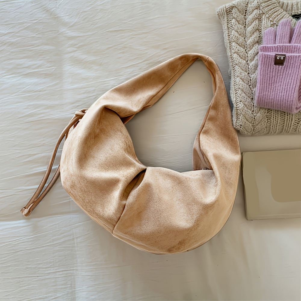 Women's Lightweight Versatile Niche Vintage Handbag, New Style Commuter Shoulder/underarm Bag, Casual Relaxed Horn-shaped Bag