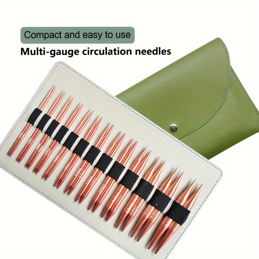 

Deluxe Circular Knitting Needle Set With Detachable Assembly - Handcrafted, Multi-size, Premium Storage Bag Included - Ivory/green/rose