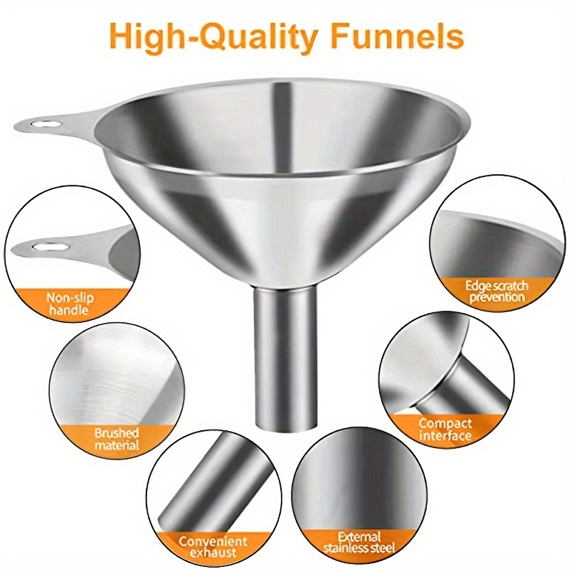 3pcs multi purpose funnel set super versatile heat resistant stainless steel construction for pouring and measuring milk wine oil juice honey   essential kitchen tools for everyday cooking and baking details 4