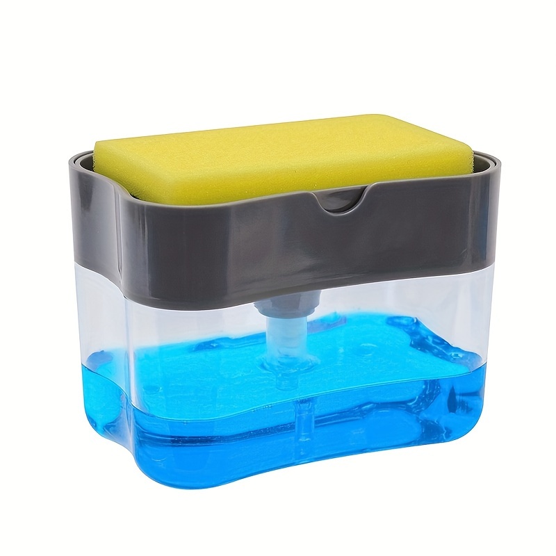 3pcs kitchen soap dispenser set with brush lead free   dishwashing   box easy   non food contact plastic material for kitchen use details 2