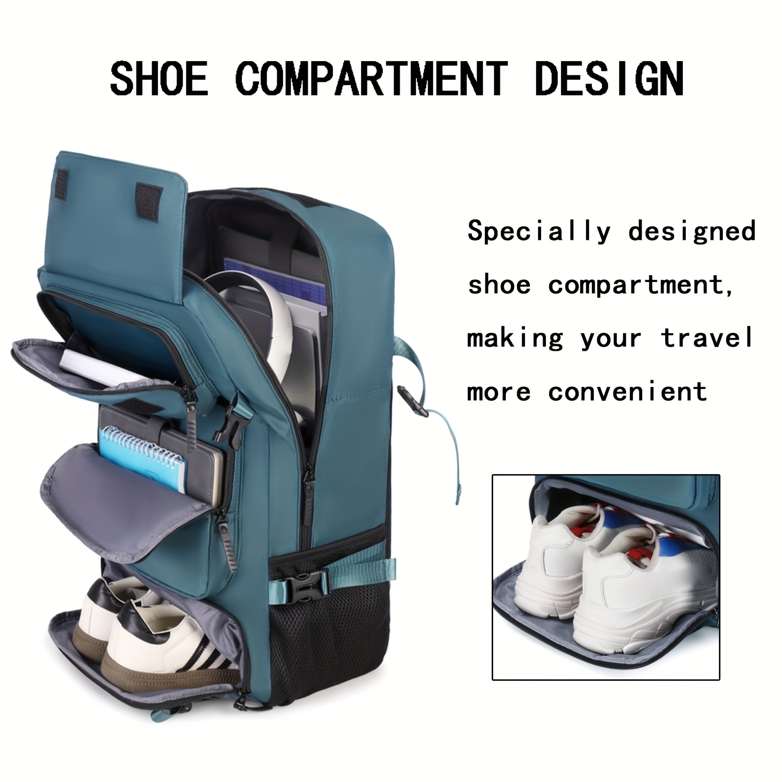 Men'S 39.62cm Laptop Backpack with Airline-Approved TSA Lockable Zipper Closure, 39.62cm Laptop Compartment & 39.62cm Tablet Sleeve - Heavy-Duty Travel Backpack with Padded, Adjustable Shoulder Straps, Shoe Storage & Luggage Strap - Ideal For Business