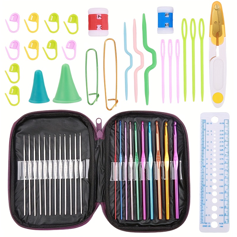 22pcs knitting and crochet tool set with aluminum alloy hooks - complete diy crafting kit for scarves, shoes, bags, hats, amigurumi -   needles, yarn, scissors, tape measure -   knitting accessories for beginners &   - perfect gift for   and crocheters, knitting accessories and supplies, crochet tool set, knitting needles set, knitting needles, knitting tool, bag making, handmade accessories, stylish yarn, durable 0