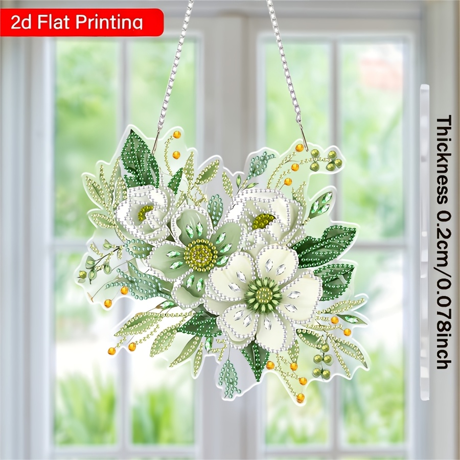 2d Flat Print 1pc Flower Special Shape Diamond Painting Kit For Beginners, Crystal Rhinestone Dot Diy Kit For Adults, Wall Hanging Home Decor, 2d Flat