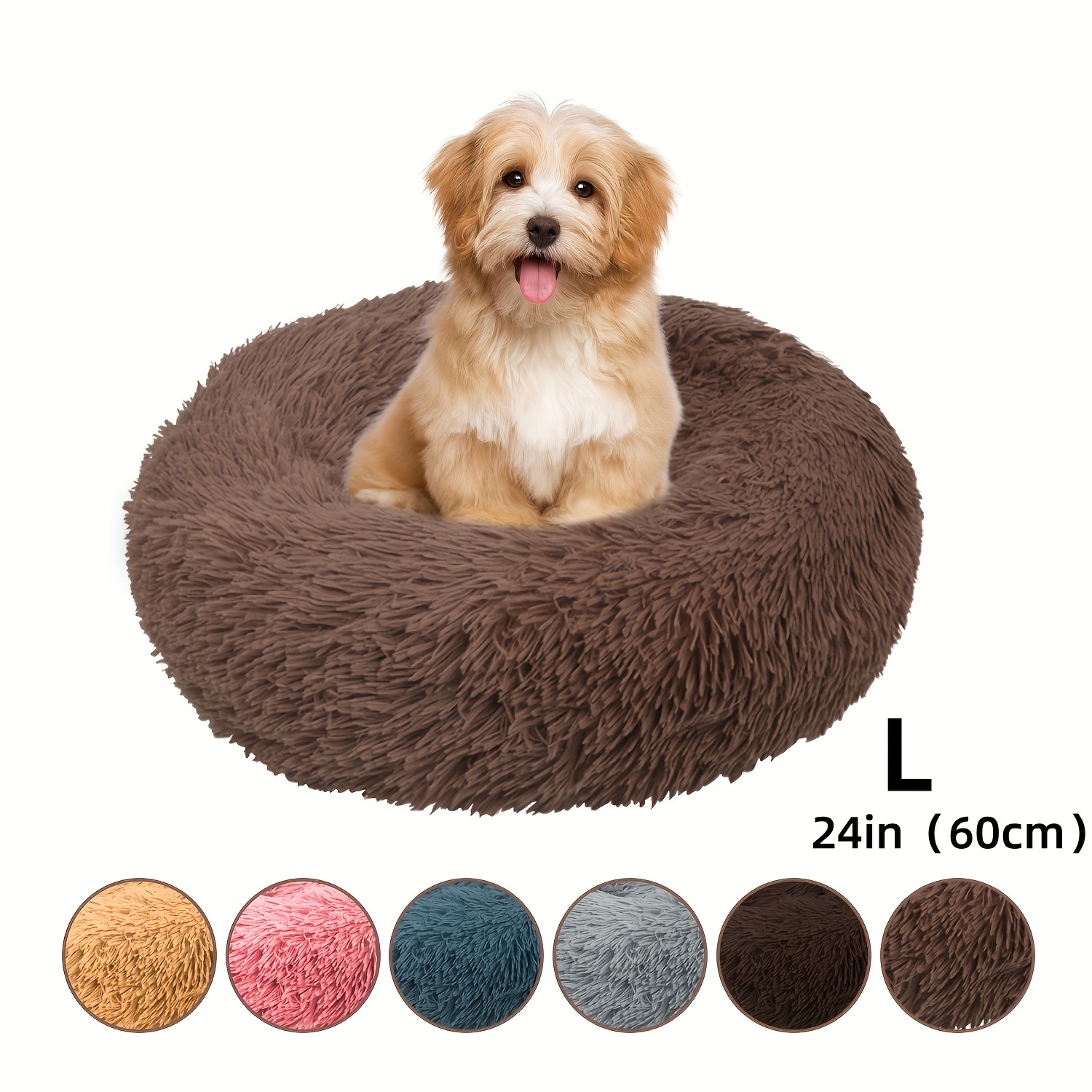 

Calming Dog & Cat Bed, Donut Cuddler Warming Cozy Soft Round Bed, Fluffy Faux Fur Plush Cushion Bed For Small Medium And Large Dogs And Cats (16"/20"/24"/28"/31"/39")