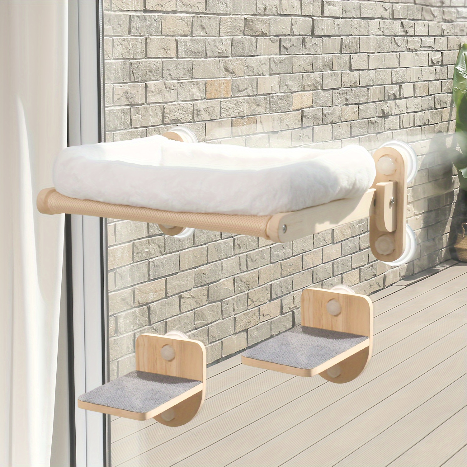 TEMU Cat Window Bed, Suction Cup , Hanging Window, Folding , To Install, , Weight 20kg, , Cat, Use, , , , Removable, Wooden