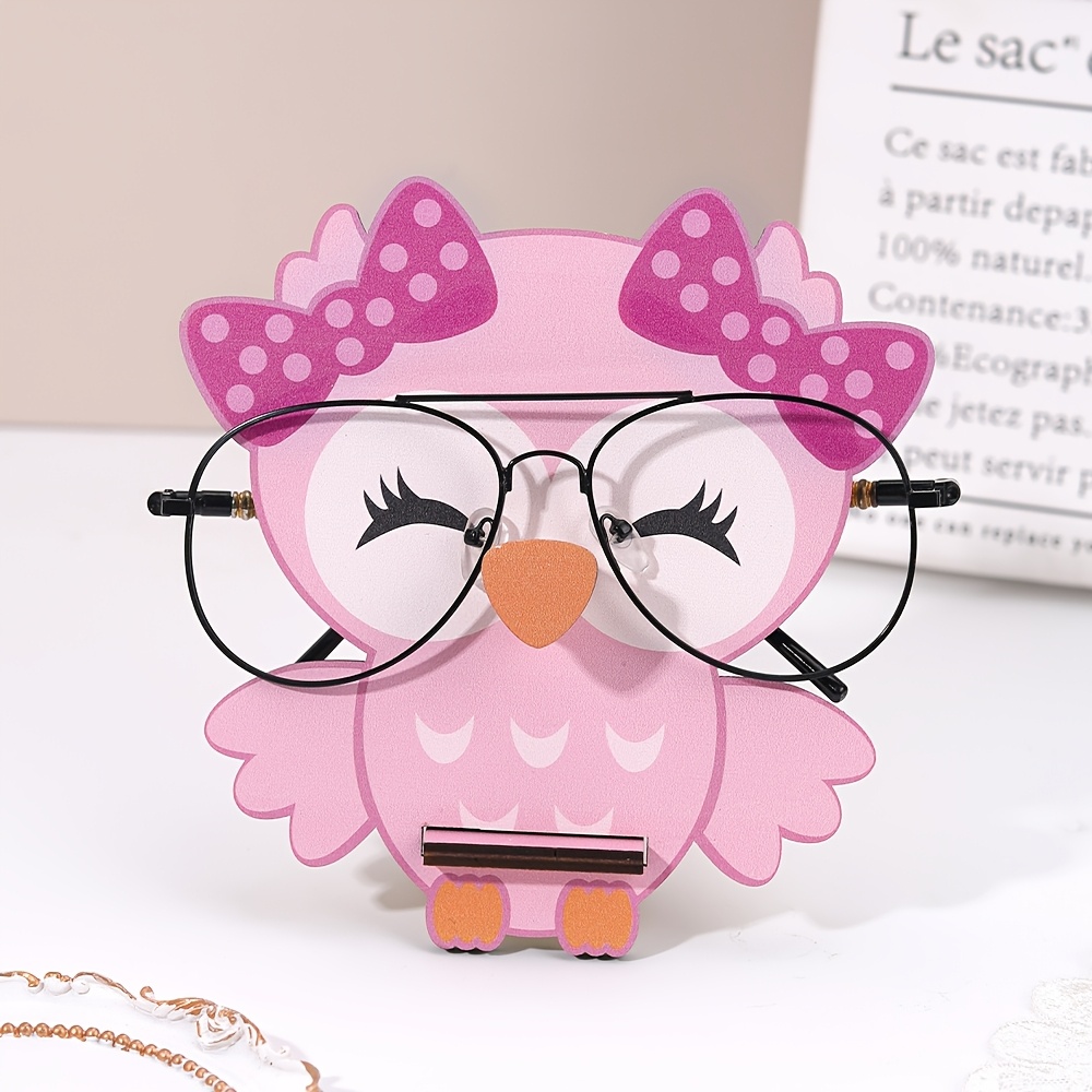 Hand-Carved Wooden Glasses Stand - Cute Animal Design (Giraffe) For Desk, Bedside, Or Office Decor