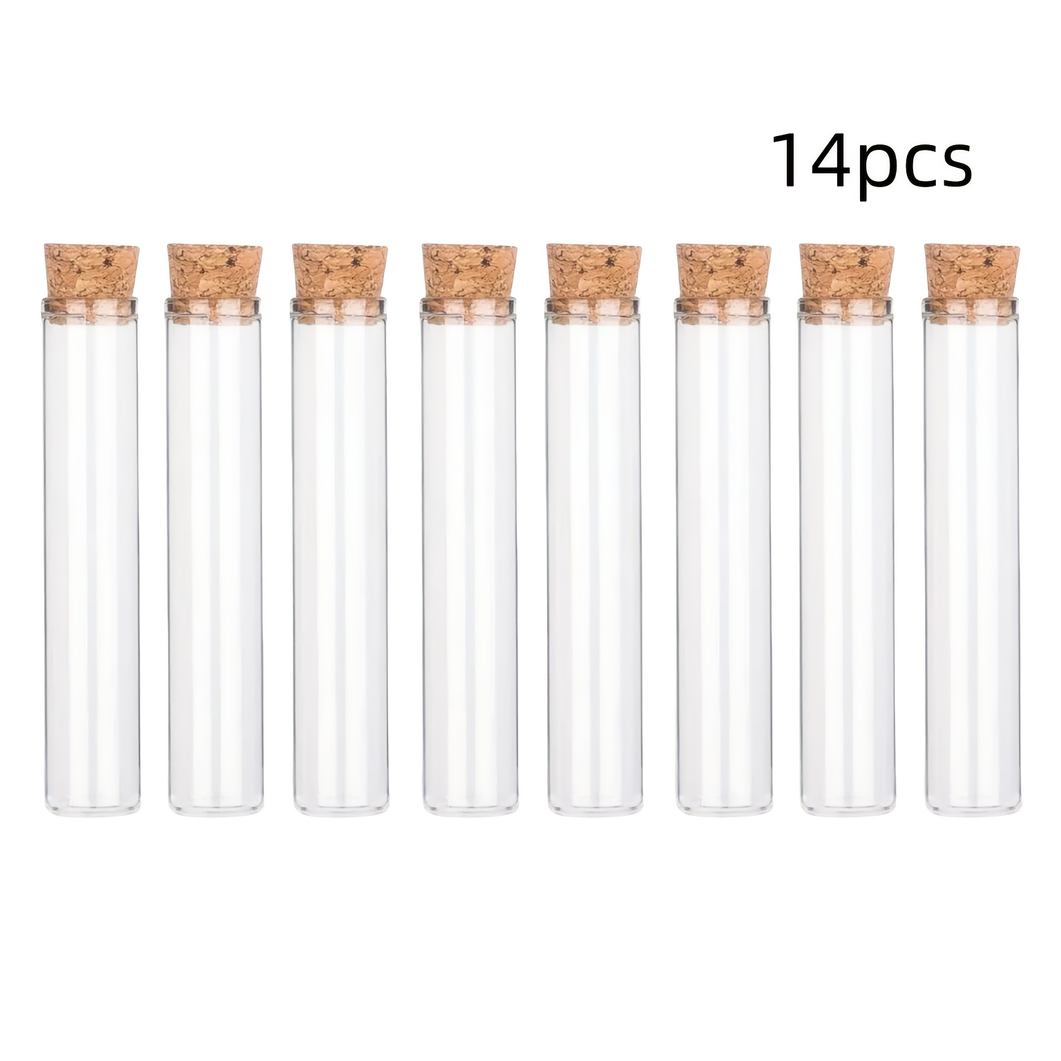 Image of 14 Pack Clear Glass Bottles With Cork Stoppers - Classic Round Pvc-free Decorative Containers For Crafts, Party Favors, Home Decor & Storage - Hand Wash Only, Mini Glass Bottles