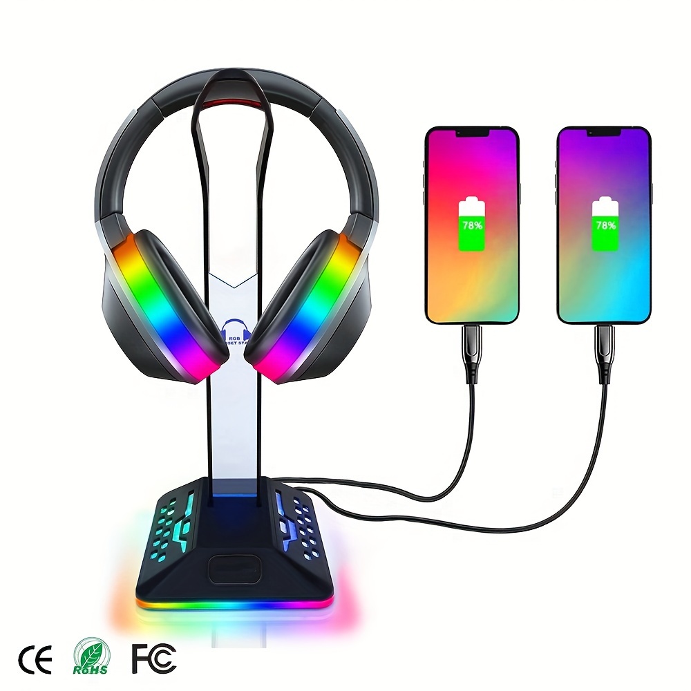 Rgb Light Headphones Stand Gaming Headset Stand Holder With Temu