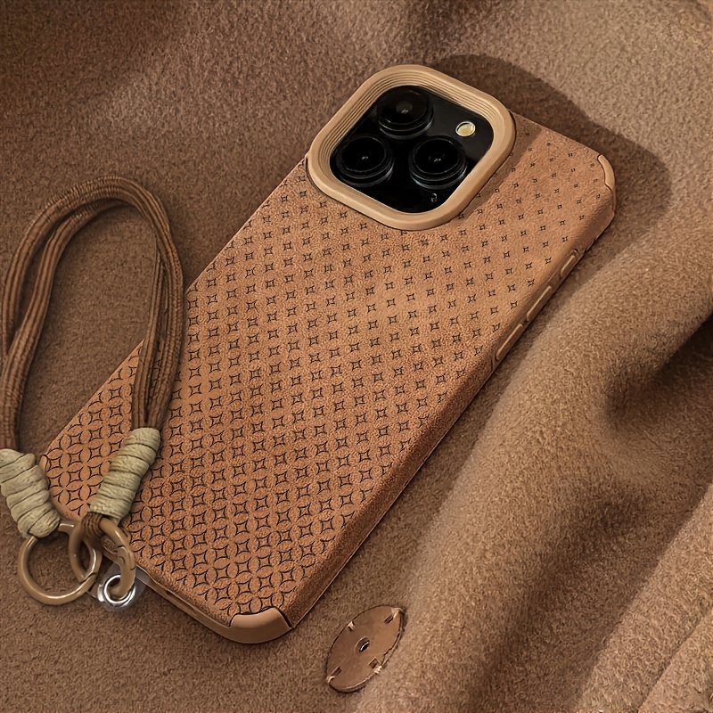TEMU Phone Case - Lanyard Phone Case Suitable For Iphone 18 Pro Max/17/16/15/14/13/12/11 Faux Leather Textured, Creative And Stylish For Men And