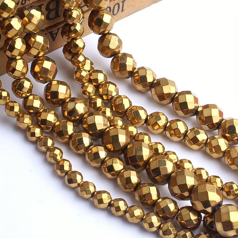 

2-10mm Natural Hematite Golden Faceted Spacer Beads - Perfect For Crafting Unique Bracelets, Diy Fashion Accessories, And Jewelry Making - Suitable For Women And Men - Ideal Gift For Any Occasion