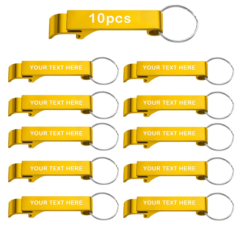 TEMU 10pcs Bottle Opener Keychain, Available In Red, Yellow, And More Colors, Custom Text , Convenient For Opening Bottles, For Key Hanging, Bulk