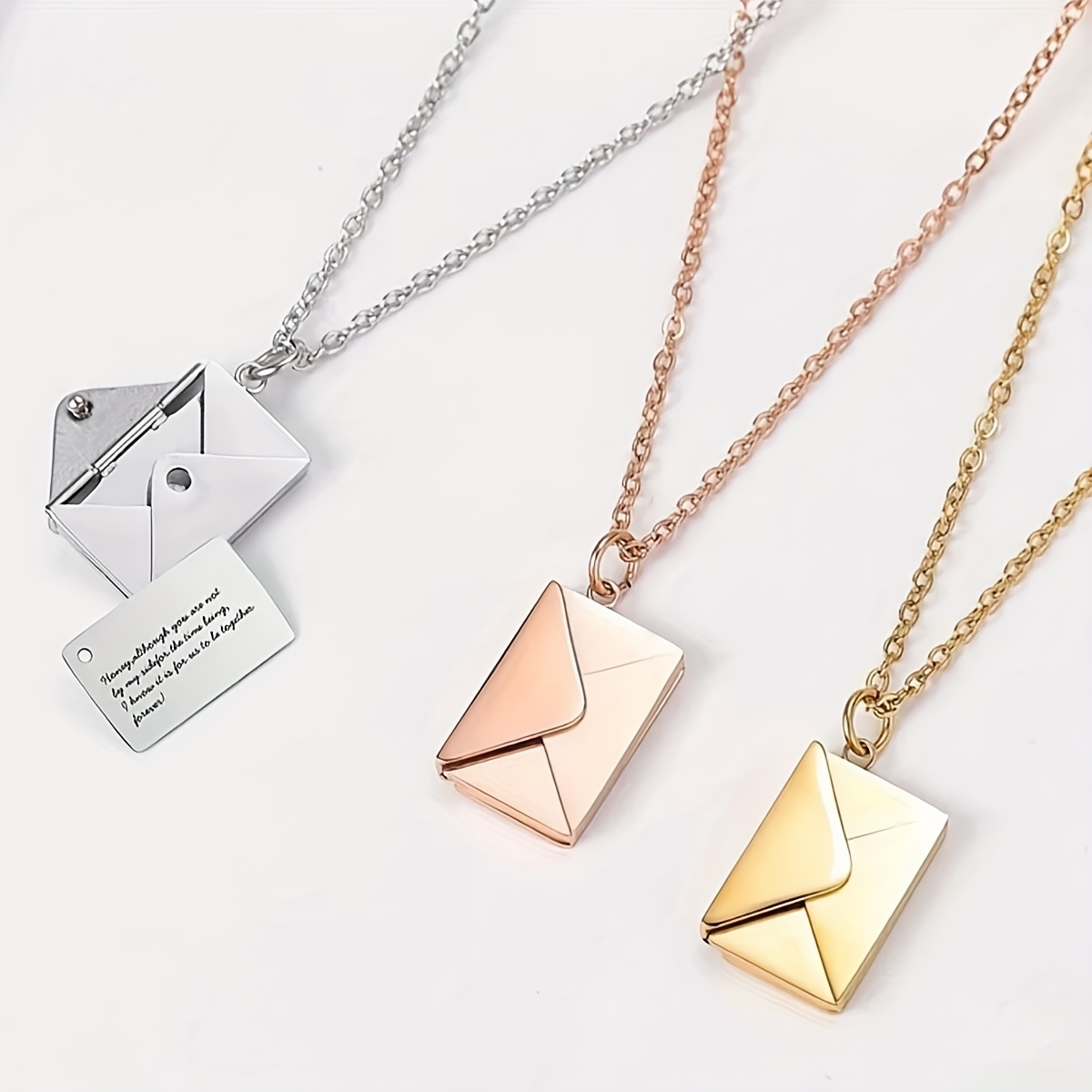 Custom Engraved Envelope Necklace in Stainless Steel