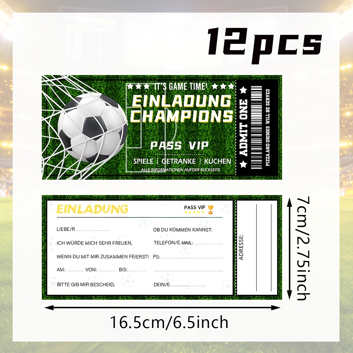 Image of 12pcs Soccer Party Invitation Cards, , Suitable For Soccer Birthday Party Invitation Cards, Invitations, Soccer Celebrations, Gatherings