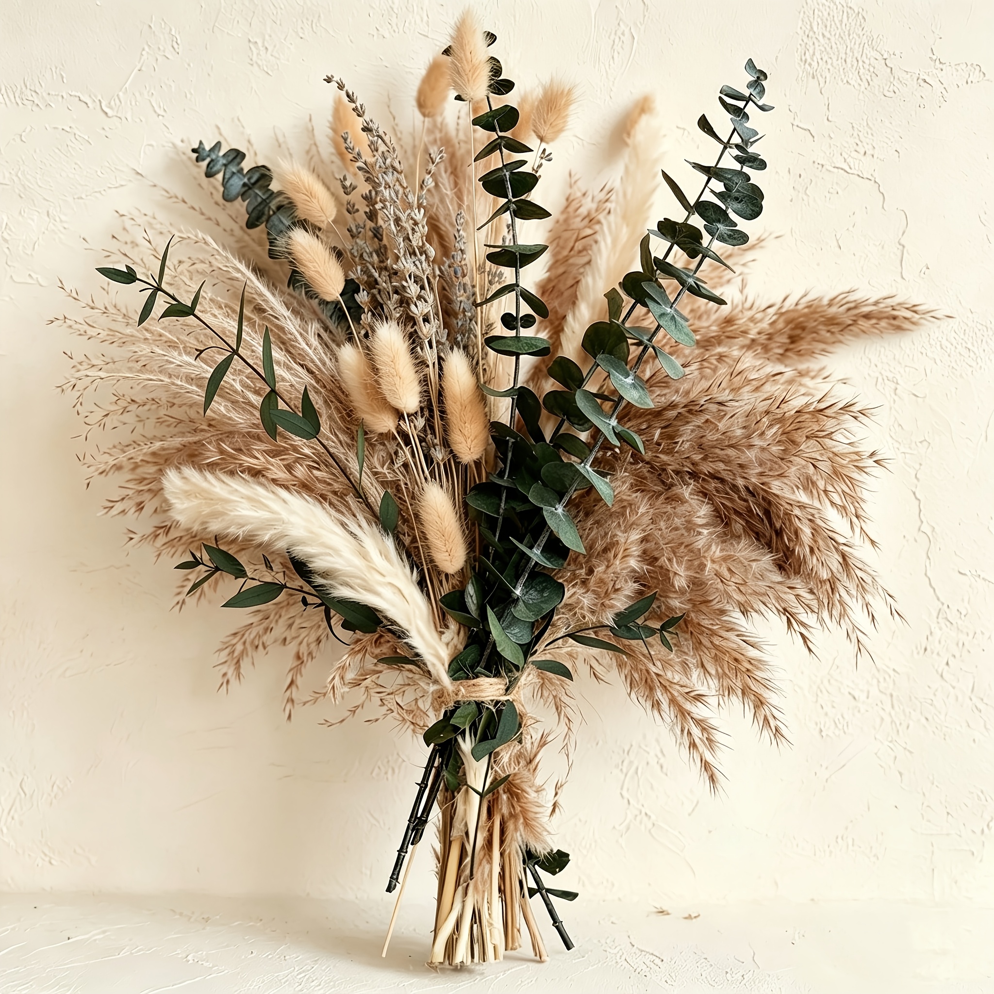 83pcs Dried Flower Pampas Rabbit Tail Grass Eucalyptus Bouquet Boho Home Vase Room Living Seasonal Decor Dry Flowers Chic Wedding Party Decoration Festival Gift