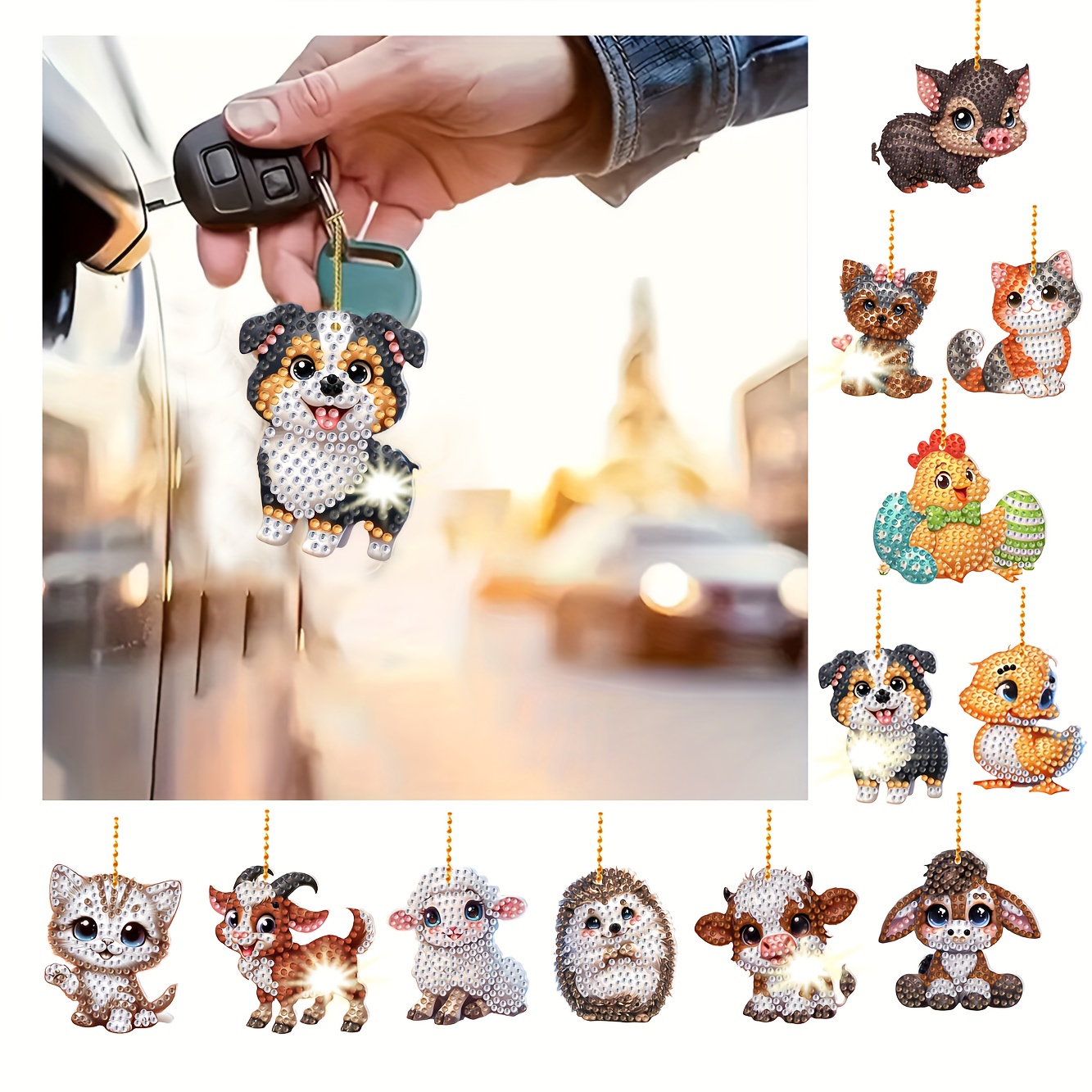 12個】ダイヤモンド キーホルダー 動物 ダイヤモンド アート