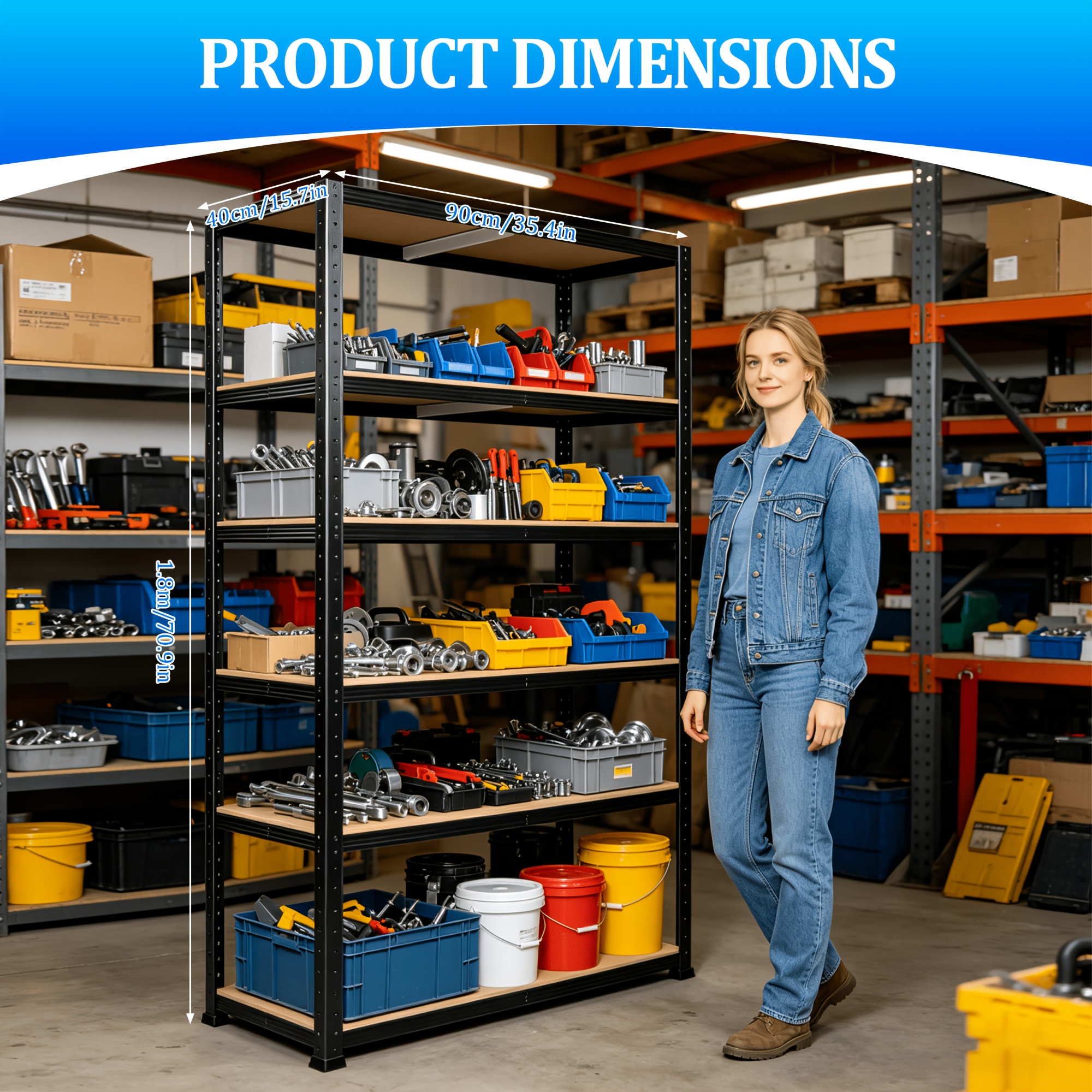 heavy duty 5 tier boltless shelving unit adjustable   metal storage shelf   garages sheds   and home office storage storage racks details 6