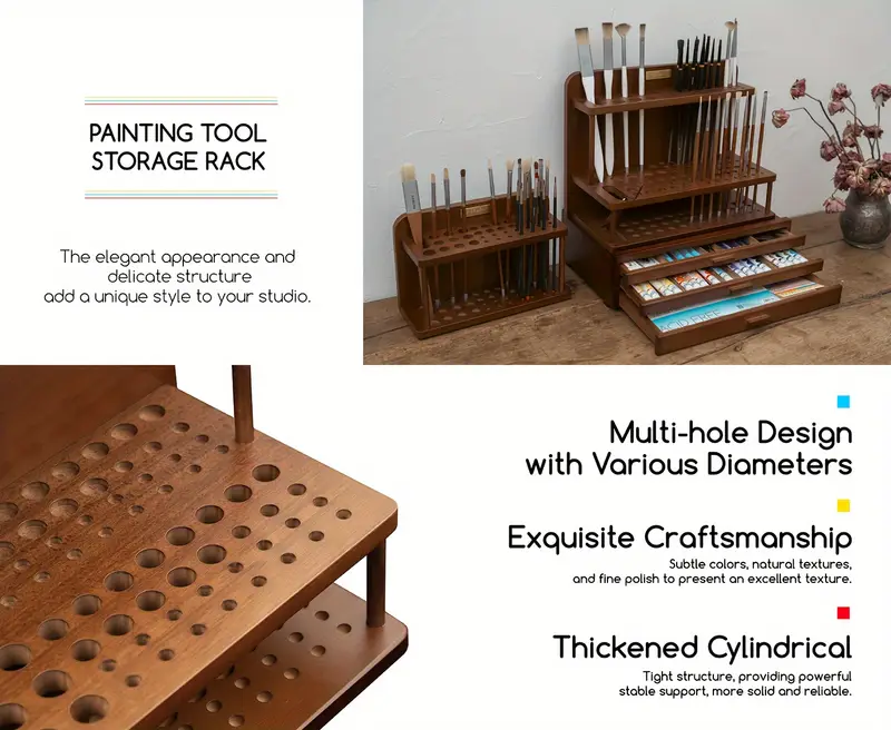 brush holder wooden paint brush organizer paint organizer for acrylic painting art supply storage for desk arts and crafts Product details 2