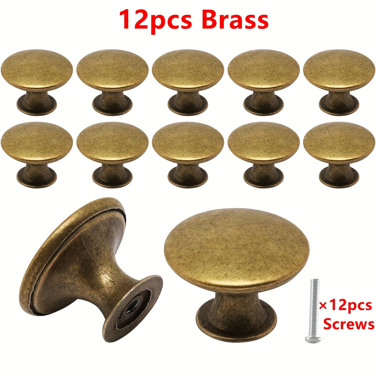 12pcs cabinet pulls round knob handles in   vintage   cabinet door handles suitable for dresser drawers cabinets wardrobes bathroom cabinets and home cabinets   mounting screws