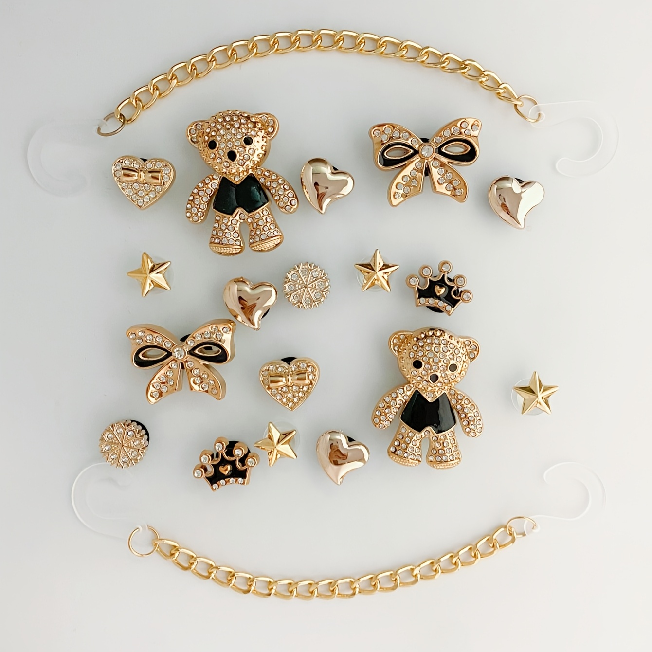 

20pcs Cute Bear & Charms, Removable For Crocs, Abs Material, Decorative Buckles For Bags, Holiday Gifts