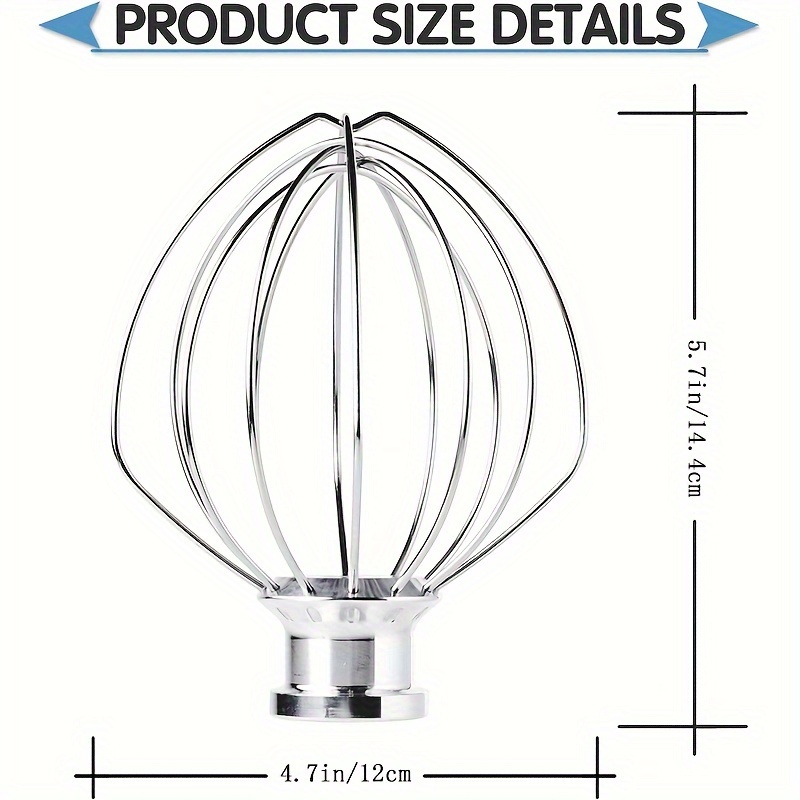 Image of K45ww, K5aww, Kn256 Premium Stainless Steel 6-wire Blender Attachment For - , Great For Eggs, Cream And Baking - Fits 4.5qt, 5qt, 6qt Tilt-head Stand Mixer Models