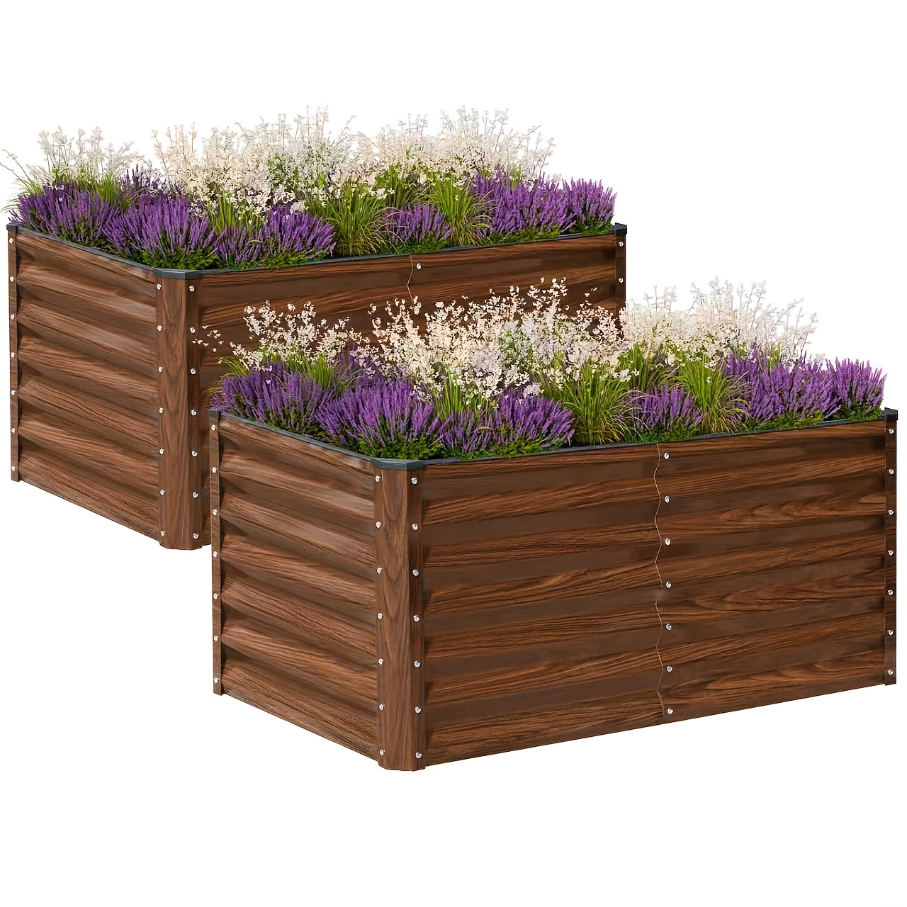 set of 2 raised garden beds measuring 4x2x2 feet ideal for outdoor planting of vegetables flowers and herbs