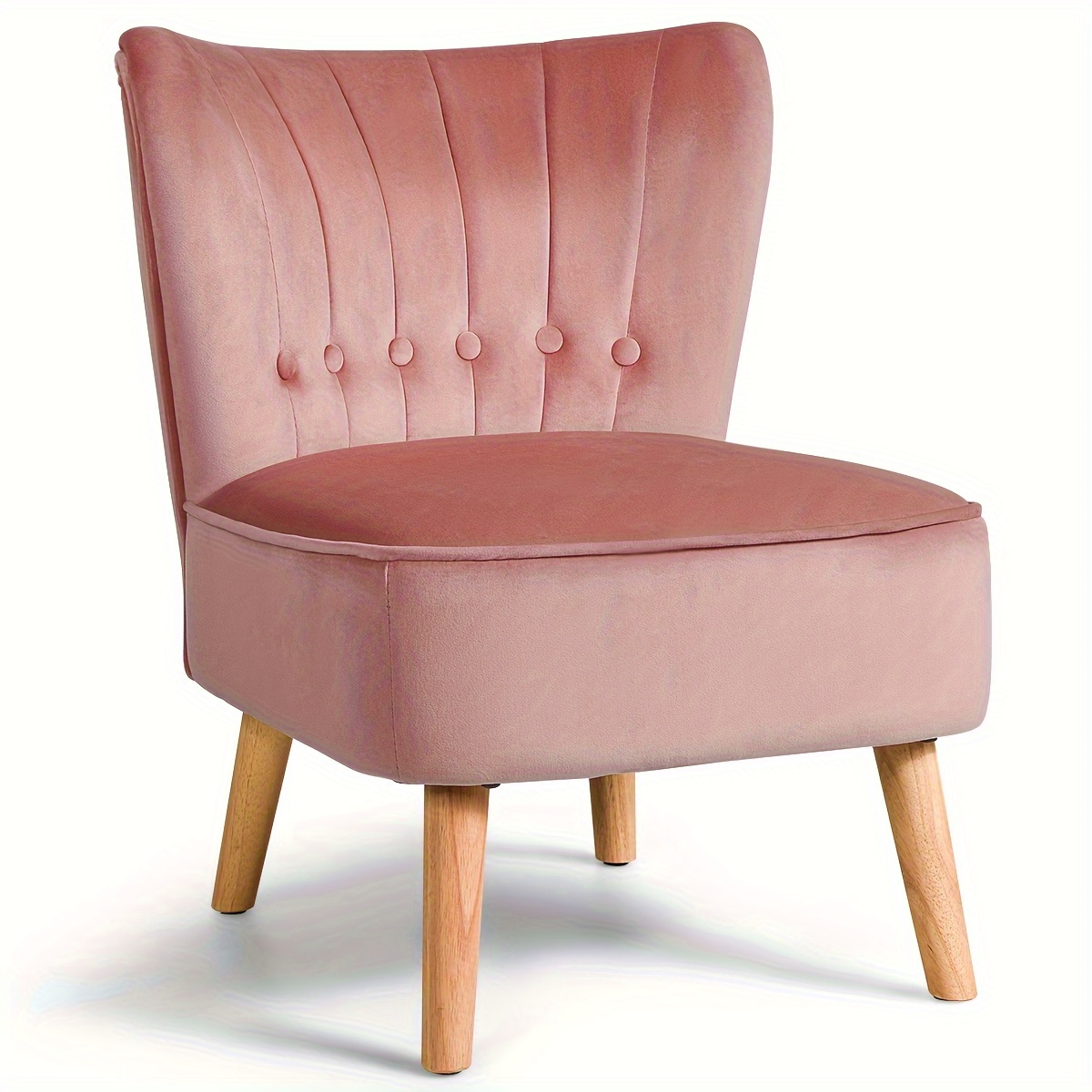 

1pc Armless Accent Chair, Tufted Velvet Leisure Chair Single Sofa Upholstered Pink