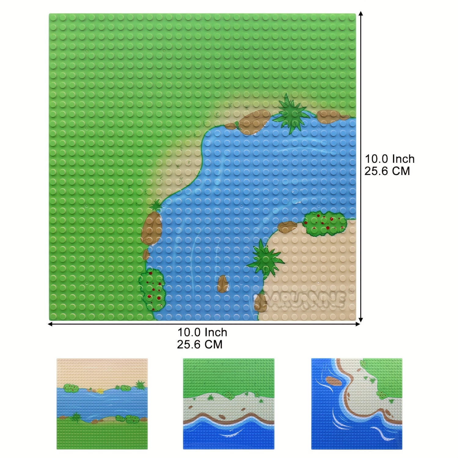 2pcs Baseplate Building Blocks with River Grassland Ocean Pattern