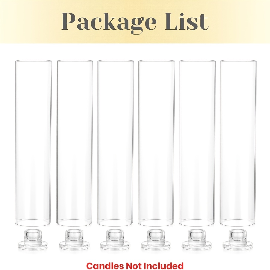 Image of Hurricane Glass Candle Holders: Set Of 6 Transparent Taper Candle Holders - Bulk Hurricane Glass Candle Holders, Suitable For Table Centerpieces, Weddings, Christmas, Home Decor
