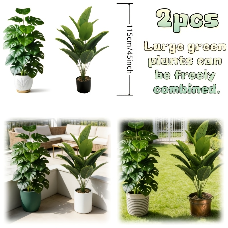TEMU Set pezzi di vegetazione artificiale - 100 cm/40 pollici, per arredo interno/esterno, arredo giardino, soggiorno, camera da letto, balcone,