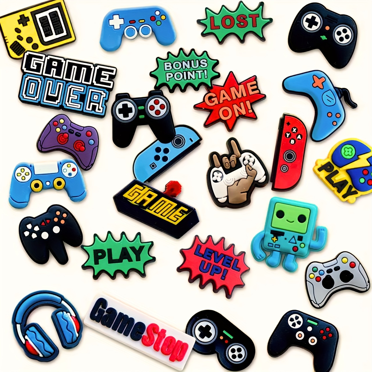 

18pcs Set - Pvc , For Customizing Clogs & , , Decorations, And Accessories For Gamers