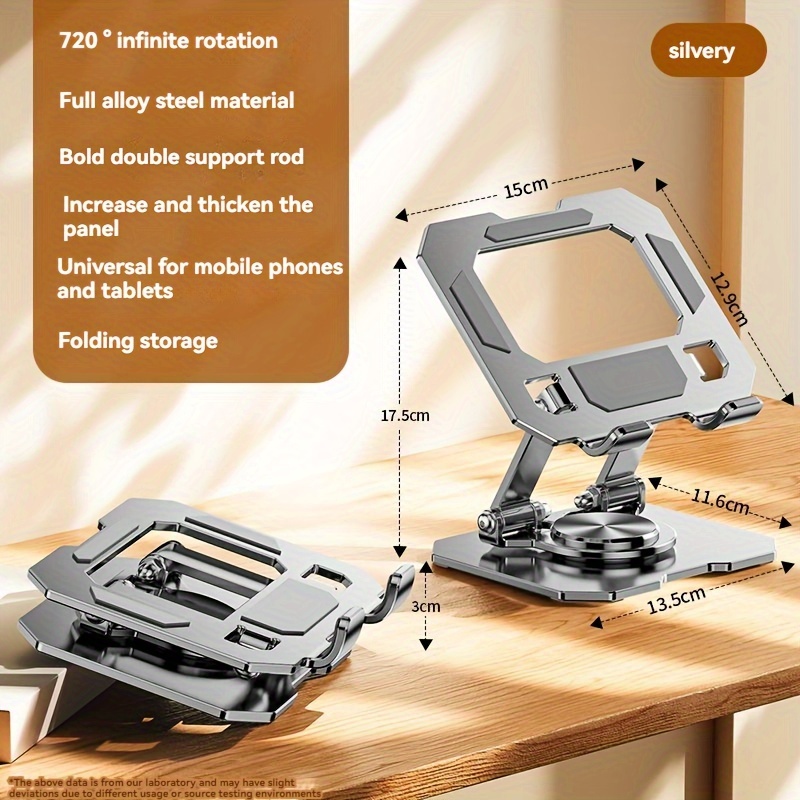 360 rotating carbon steel phone tablet stand adjustable foldable and sturdy for live streaming video recording and hands free use tablet holder stand details 1
