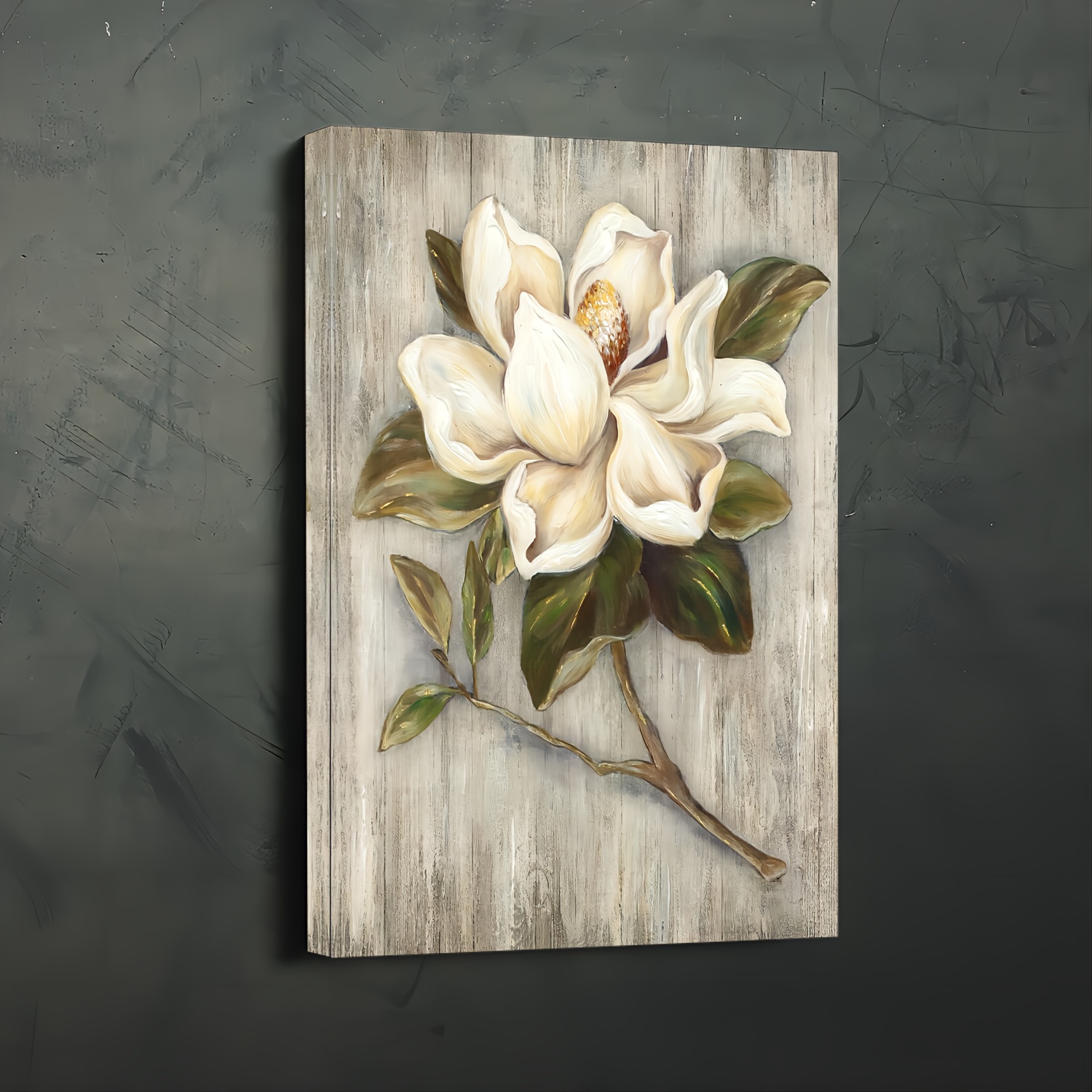 Wooden Framed Canvas Painting Wall Art Floral Artwork Wood Temu