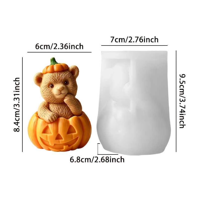 Image of Resin Silicone Mold - Pumpkin Bear Mold | Silicone High-temperature Resistant And Easy Demolding | Reusable Resin Candle Mold | Halloween Creative Craft Making Tool